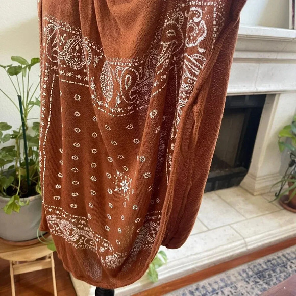 Free People Women's Top Small Brown Tunic SLeeveless Tie Back Bandana - Picture 7 of 14